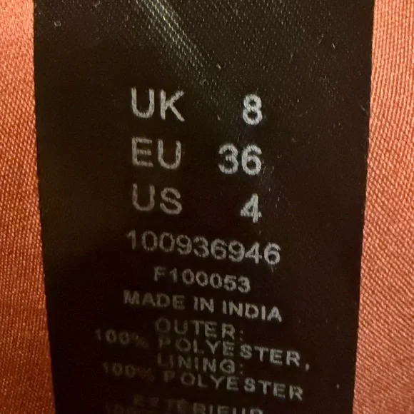 ASOS DESIGN Coral Pleated Dress Elastic Waist Drawstring Size 4 - Picture 9 of 9